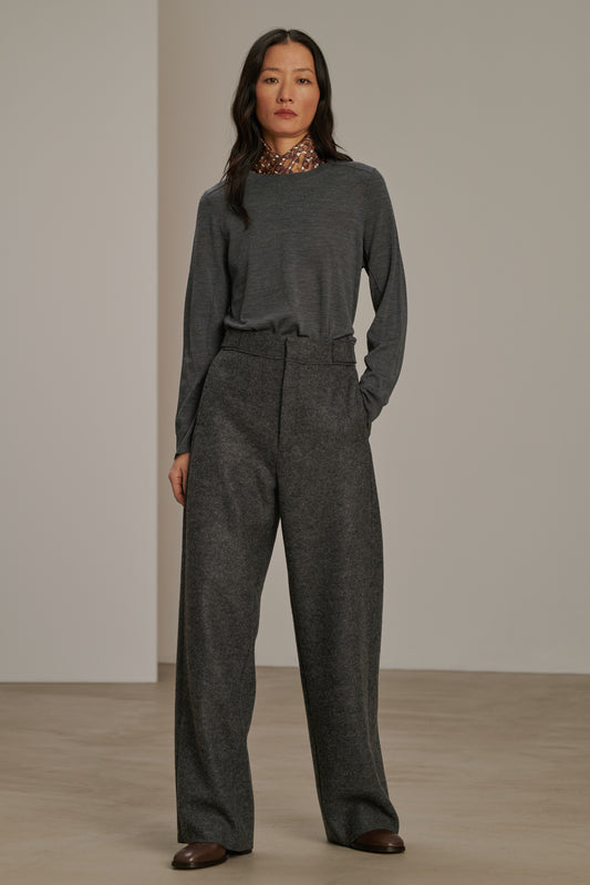 Trousers Wally - Grey Marl - Wool - Women