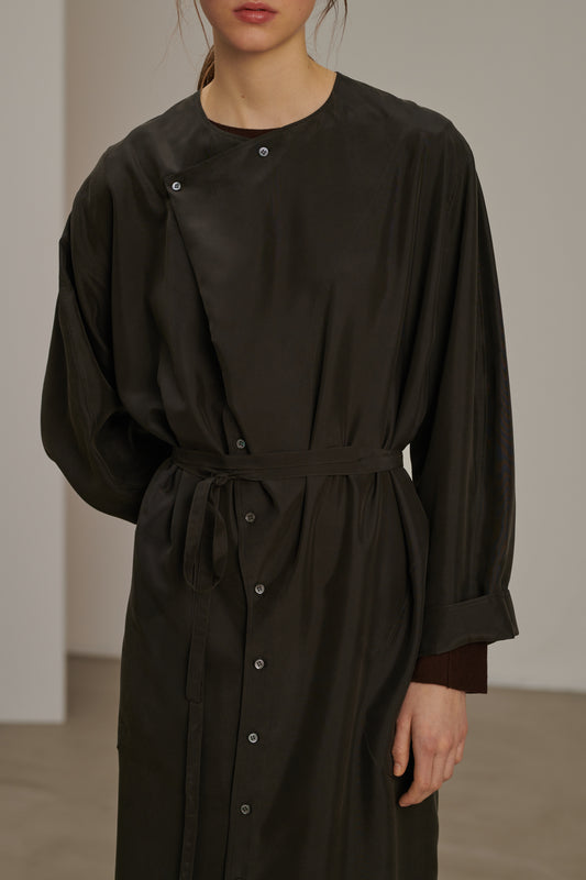 Dress Cassandre - Charcoal - Silk - Women