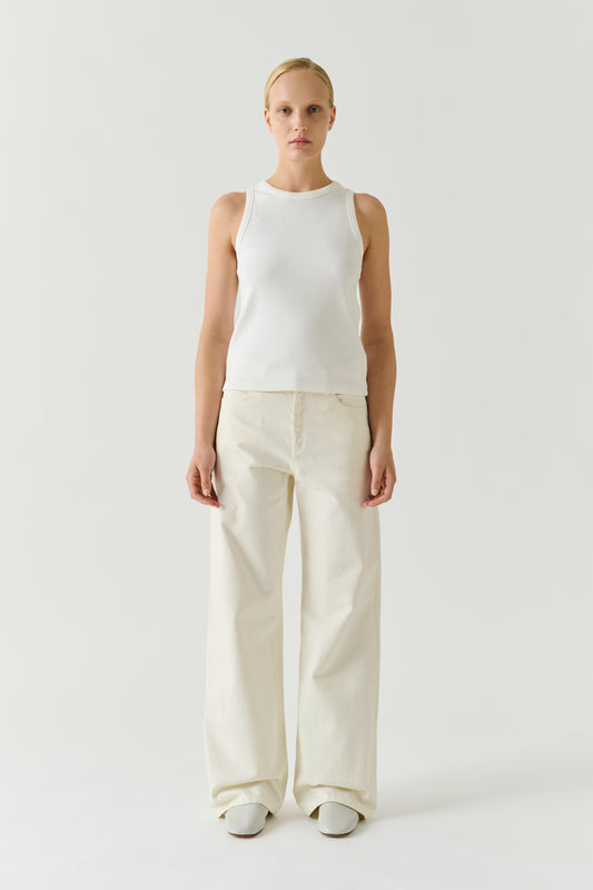 Dolly Vest Top - White Fine Ribbed Organic Cotton Women - Soeur