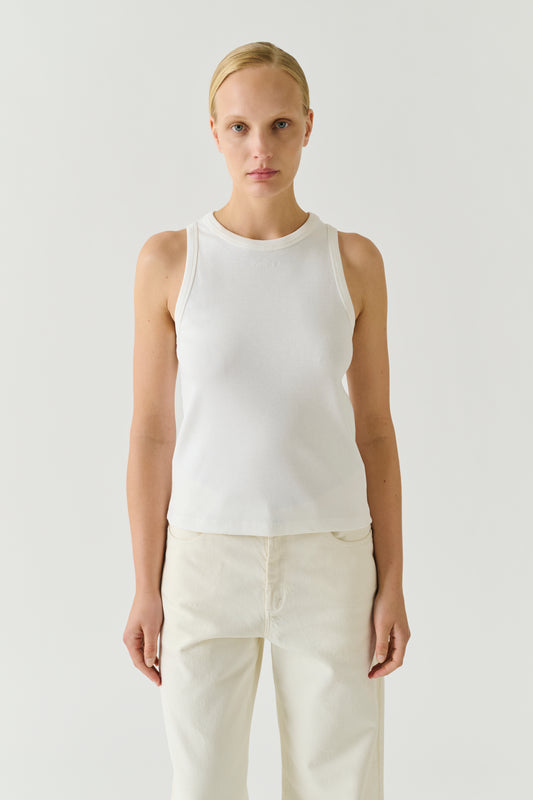 Tank Top Dolly - White Cotton Fine Ribs Women - Soeur