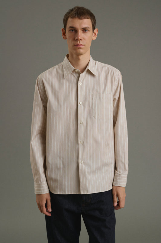 Shirt Glenn - Hazelnut/Ecru - Cotton - Men