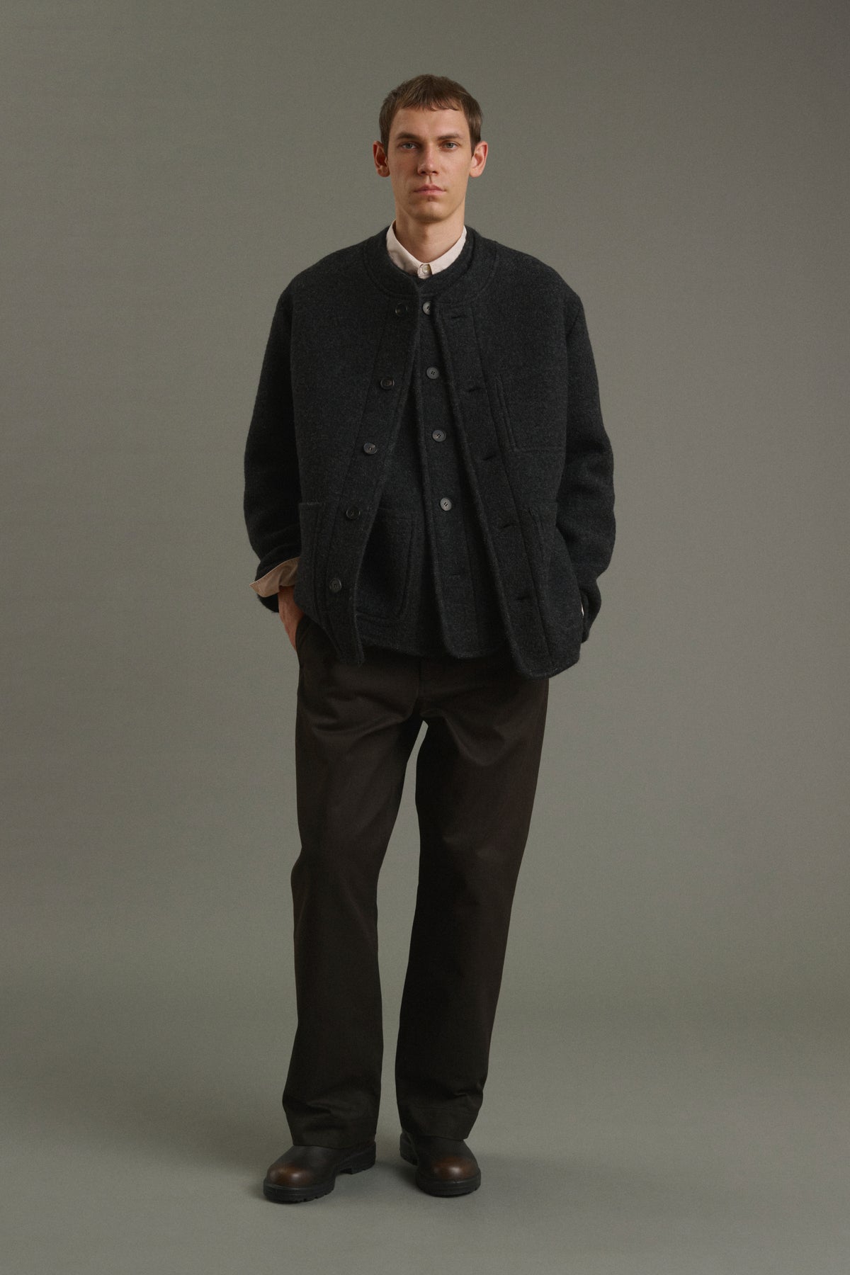 Aliocha jacket - Charcoal Grey - Wool - Men vue 4