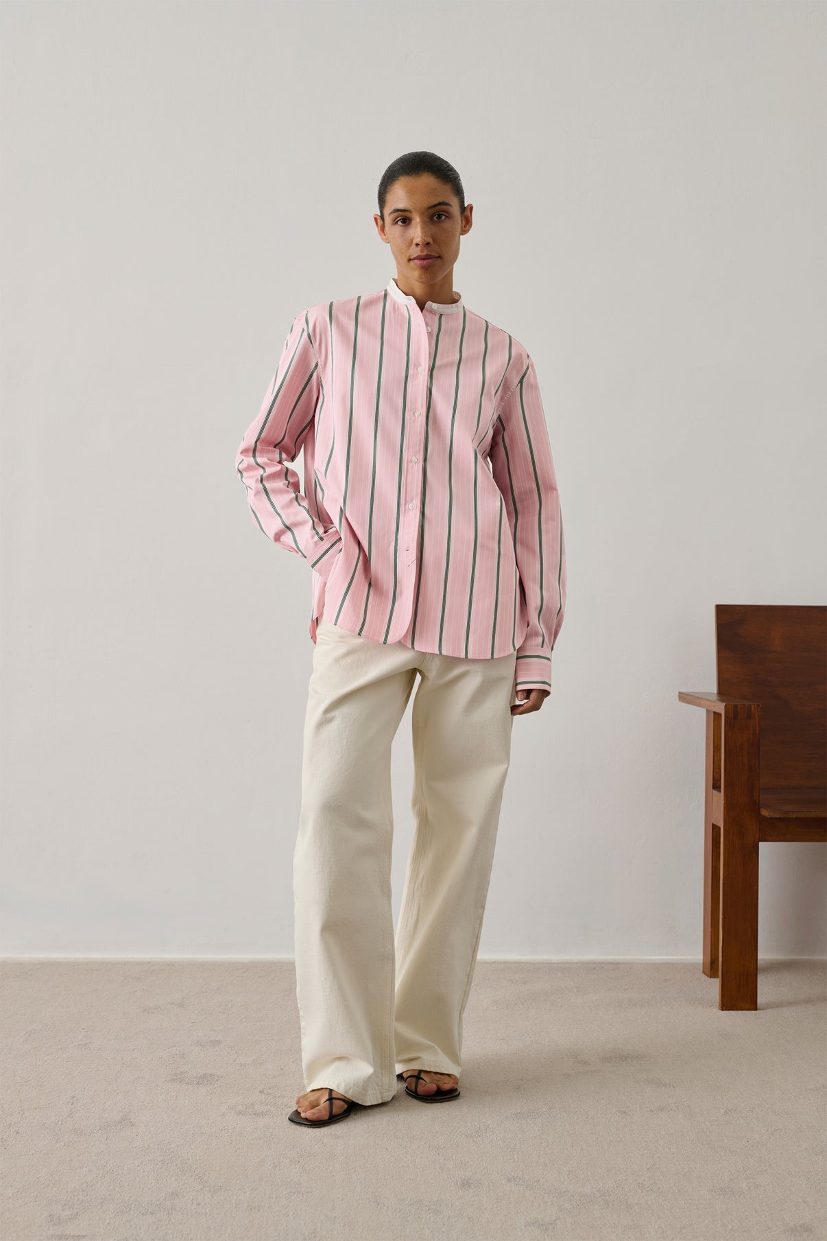 Bermudes Shirt - Pink/Grey - Cotton - Women vue 1