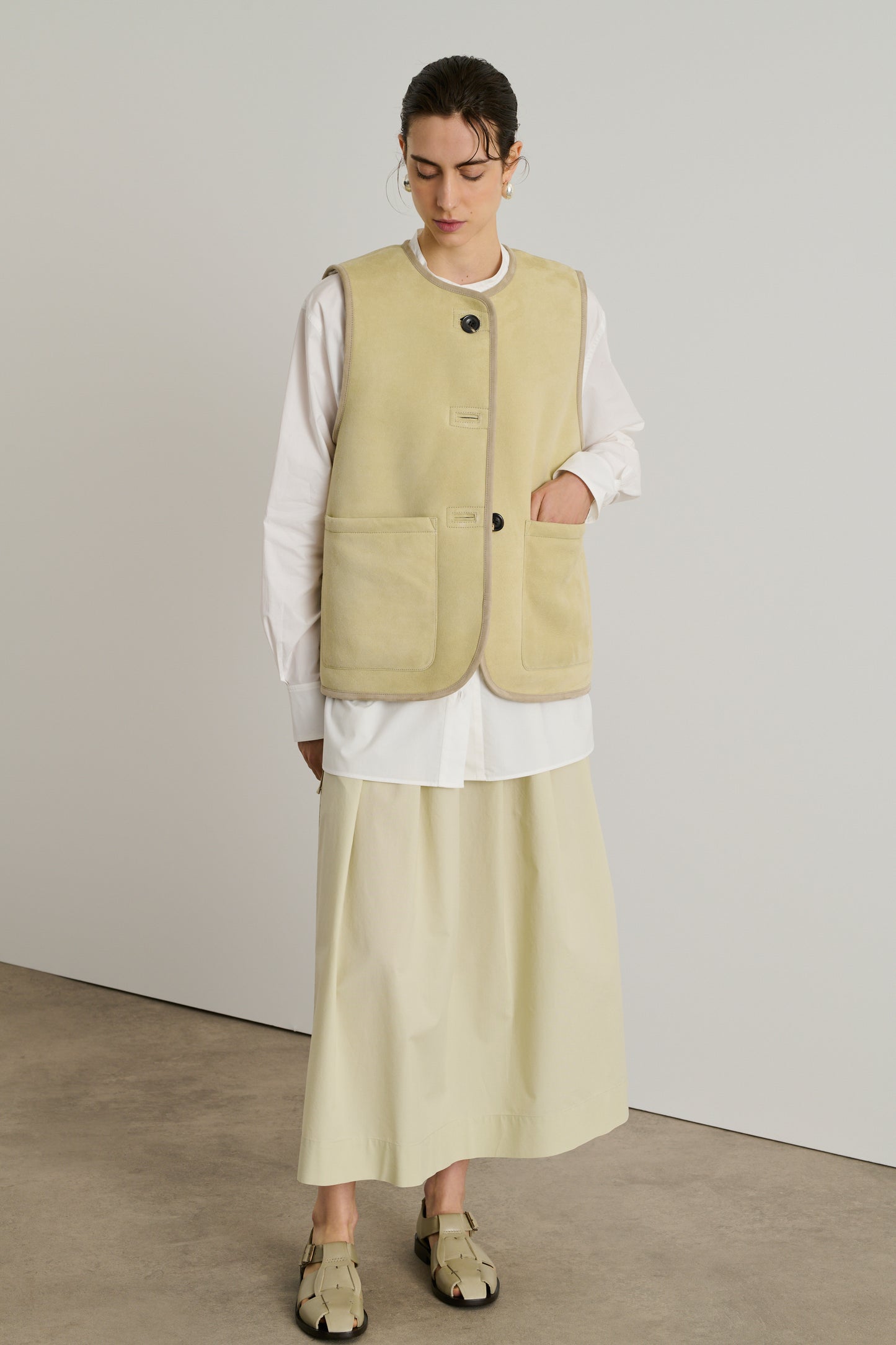 Blouson Duomo - Craie - Cuir - Femme