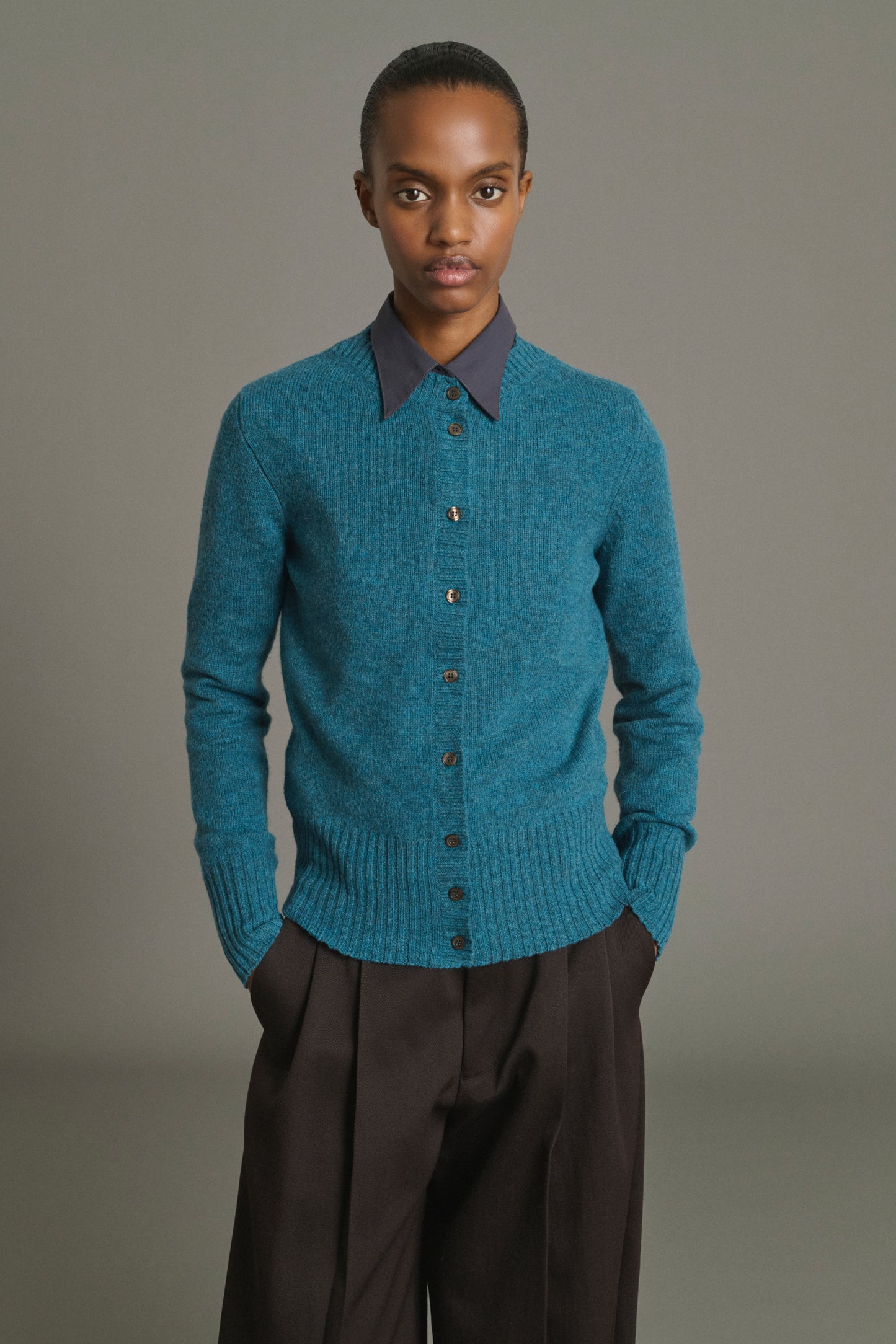 Fugu Cardigan - Persian Blue - Merino Wool - Women