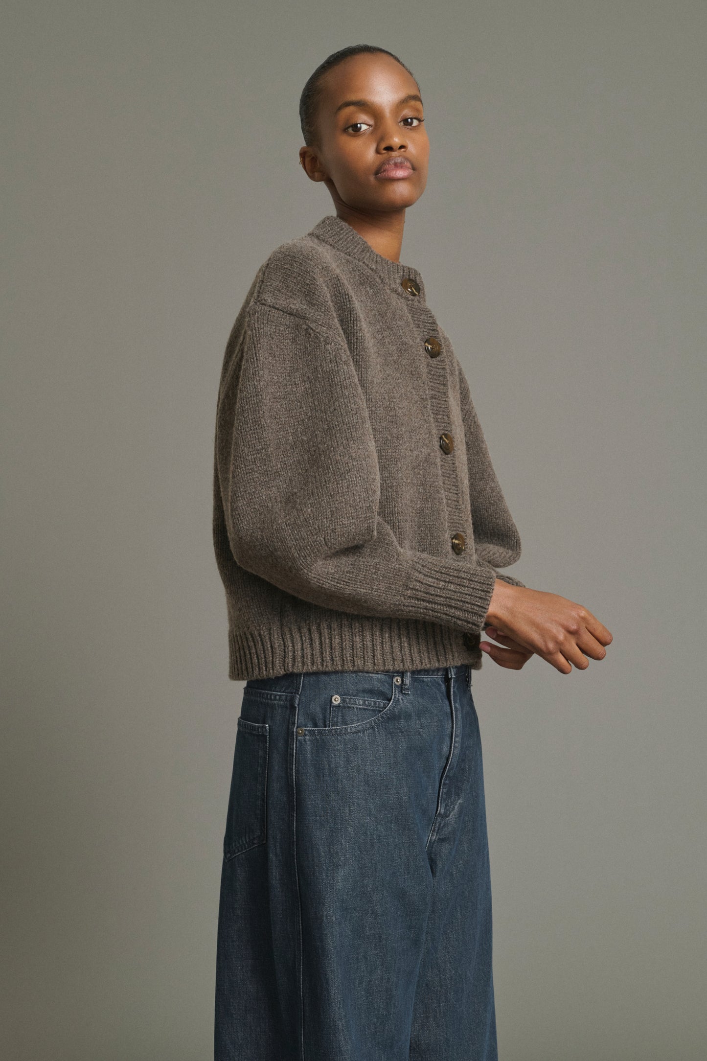 Cardigan Leonard - Marron Glacé - Merino Wool - Women