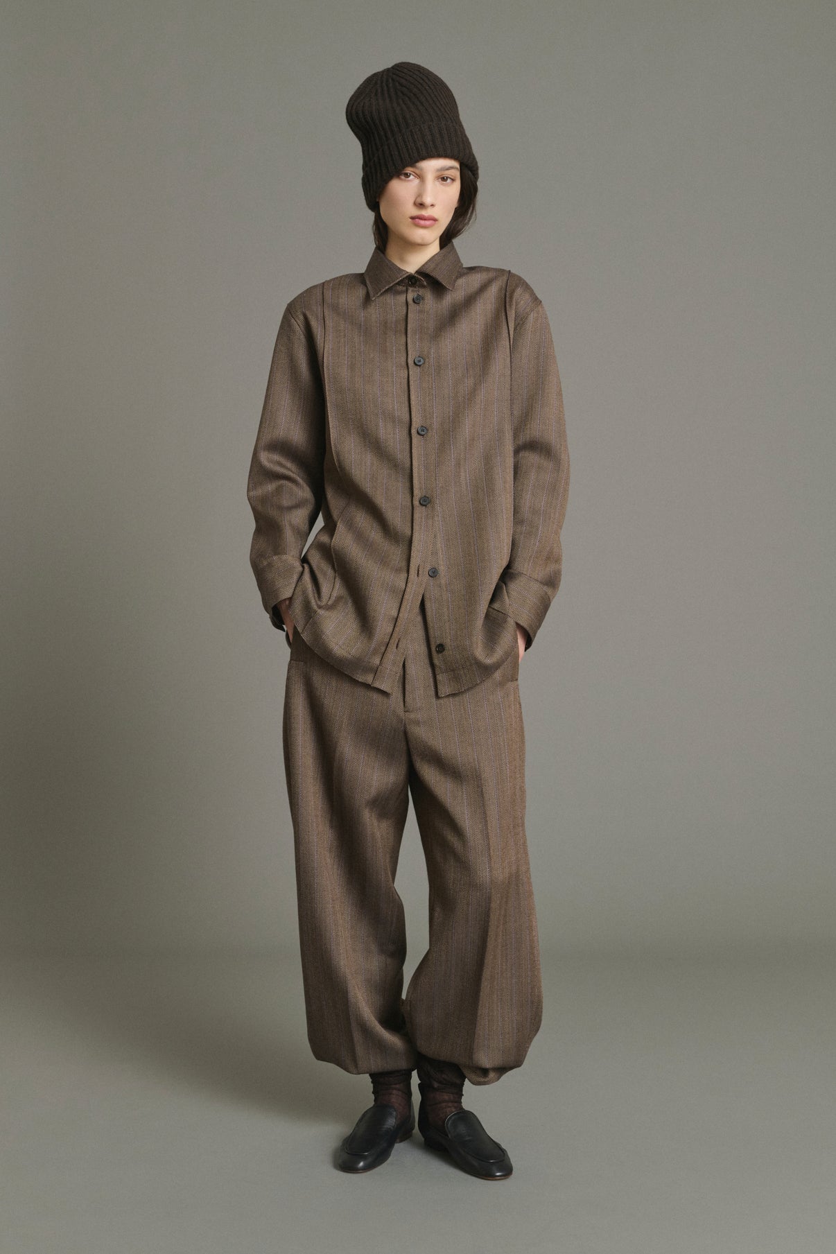 Lisbonne shirt - Brown/Mauve - Wool - Women vue 3