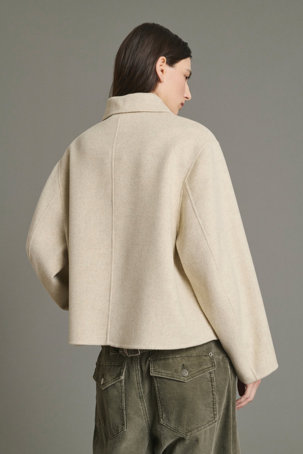 Coat Gyoda - Ecru/Grey - Wool - Women vue 4