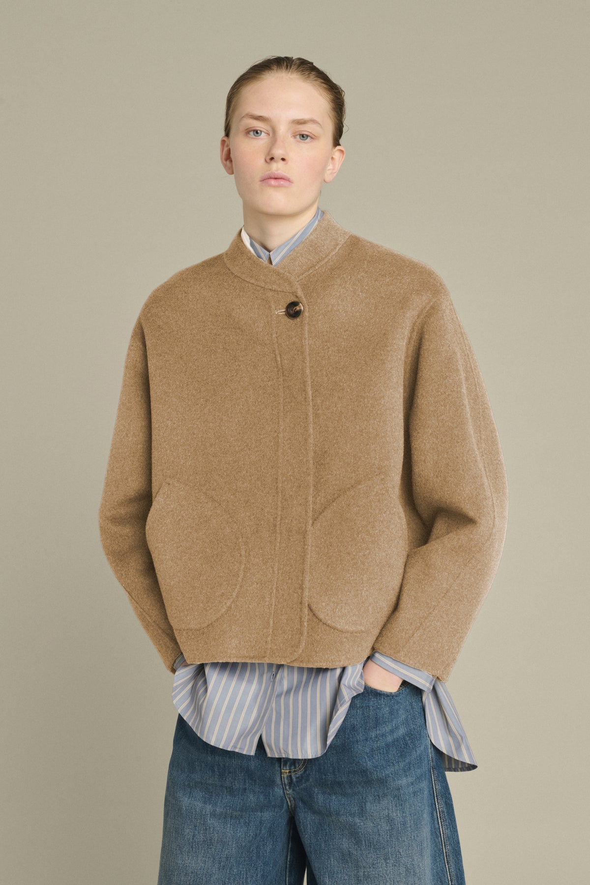 Windsor coat - Mottled camel - Wool - Women